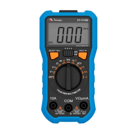 Multímetro Digital Minipa ET-1110C: 600V AC/DC, Termopar e Lanterna - Essencial para Manutenção HVAC e Chiller