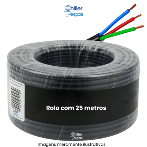 Cabo PP 3x1,5mm 100% Cobre - 500V - Rolo 25m - Flexível - Para Instalação de Ar Condicionado e Refrigeração - comprar online
