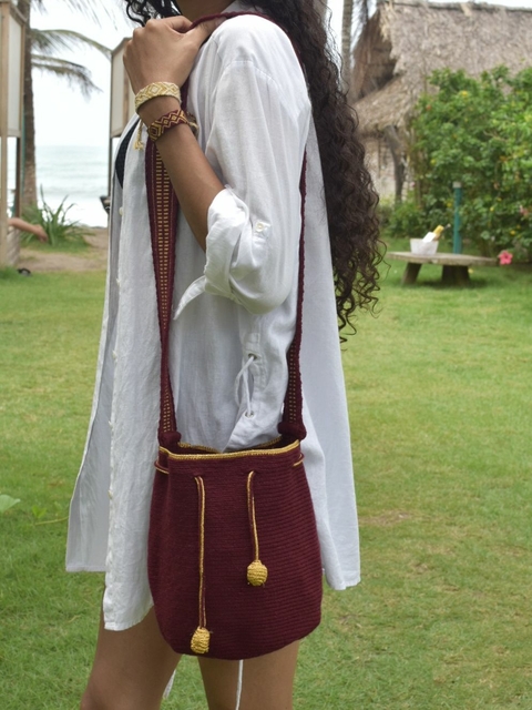 Mochila Wayuú M Gold Wine