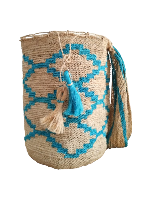 Mochila de fique Blue/Beige L