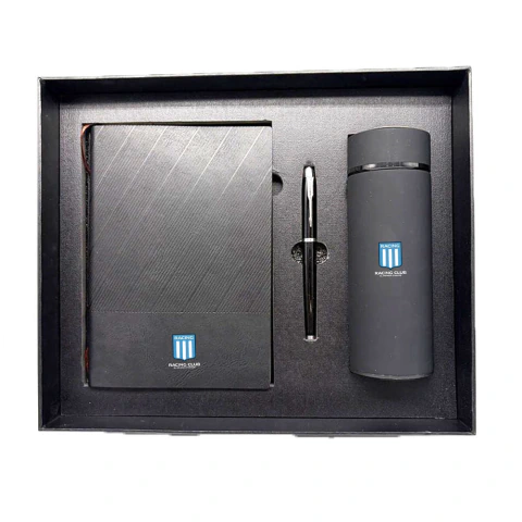 SET EJECUTIVO RACING CLUB CON BOTELLA, ANOTADOR Y BOLIGRAFO CON LOGO - PERSONALIZABLE -
