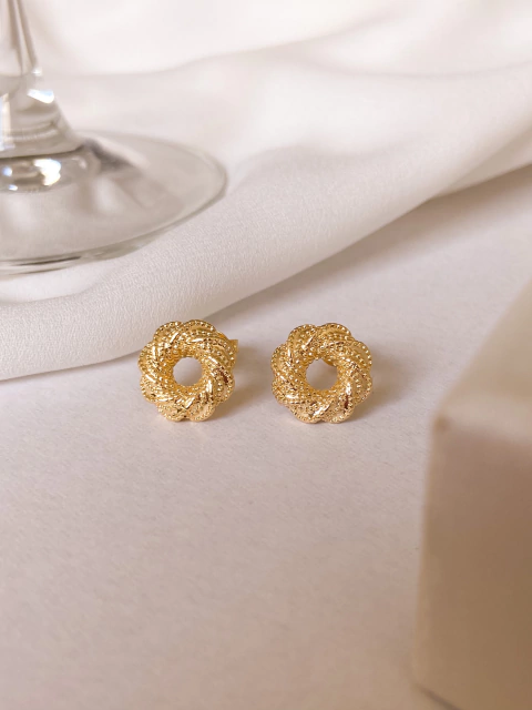 Brinco Diamantado Banho Ouro 18K