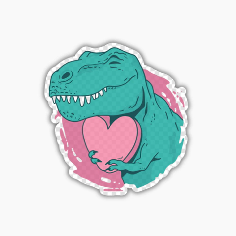 Sticker Dino enamorado • #518 - Transparente