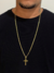 CORRENTE PIASTRINE FECHO TRADICIONAL (2mm) + PINGENTE CRUCIFIXO - 3,5x2,5cm - BANHADO A OURO 18K - comprar online