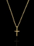 CORRENTE TIJOLINHO FECHO TRADICIONAL (1mm) + PINGENTE CRUCIFIXO - 1,5x2cm - BANHADO A OURO 18K