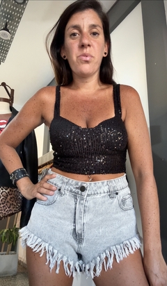 Top lentejuelas negro . - comprar online