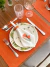 Off White Napkin with Orange Tulip embroidery - buy online