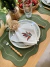 Off White Napkin with Green and Red Foliage embroidery - buy online