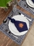 Guardanapo Azul Marinho com Bordado Folha Leque Laranja - Pistacchio Home