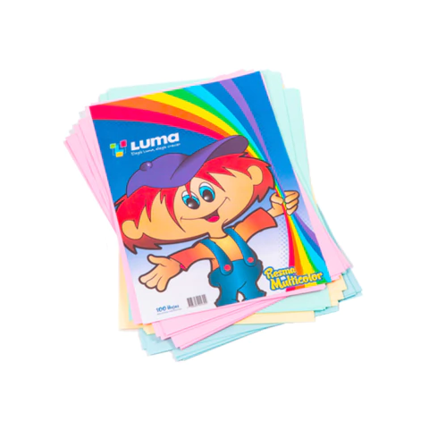 RESMA DE PAPEL LUMA A4 Y OFICIO COLOR 100 HOJAS