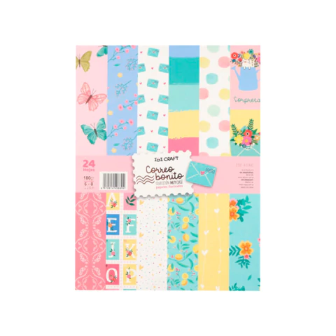 BLOCK PAPELES ILUSTRADOS CORREO BONITO "MUY CUCÚ" IBICRAFT 15X20 CM X24 HOJAS