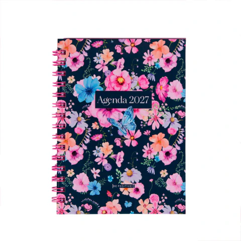 AGENDA PUNTO CERO BE POSITIVE - MIDNIGHT BLOSSOM- SEMANAL 15X21 CM