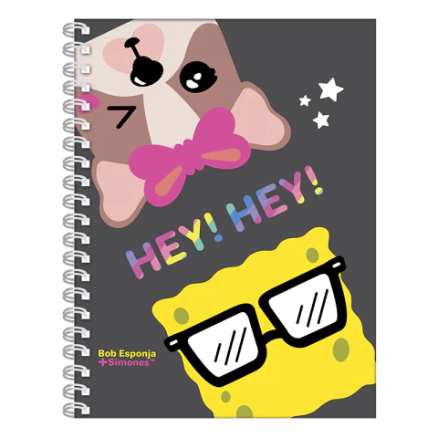 CUADERNO MOOVING SIMONES & BOB ESPONJA UNIVERSITARIO A4 TAPA DURA 120 HOJAS RAYADO