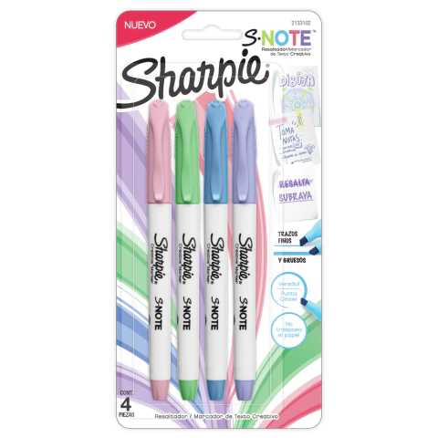 RESALTADOR SHARPIE S-NOTE PASTEL PUNTA CHATA X 4