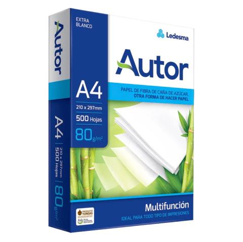 RESMA DE HOJAS AUTOR A4 80GRS