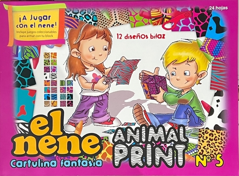 BLOCK EL NENE N°5 FANTASIA ANIMAL PRINT DOBLE FAZ x24 HOJAS