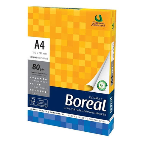 RESMA DE HOJAS BOREAL A4 80GRS