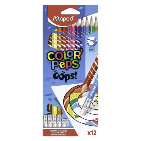 LÁPIZ MAPED COLOR´PEPS BORRABLE X 12