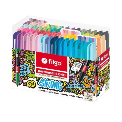 MARCADOR FILGO SURTIDO STRONG PERMANENTE PUNTA FINA 1.0MM X 60