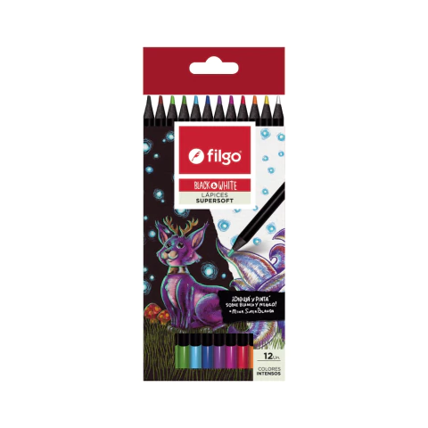 LAPICES COLORES FILGO SUPERSOFT BLACK X 12