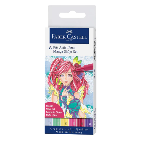 SET MANGA SHOJO FABER CASTELL CREATIVE STUDIO PITT ARTIST PEN X 6
