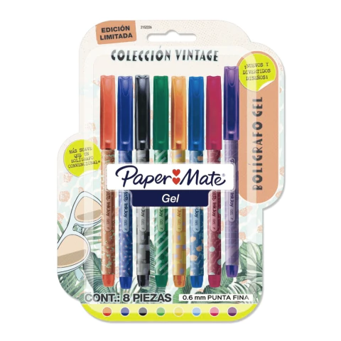 BOLÍGRAFO GEL PAPER MATE INKJOY VINTAGE EDICIÓN LIMITADA X 8