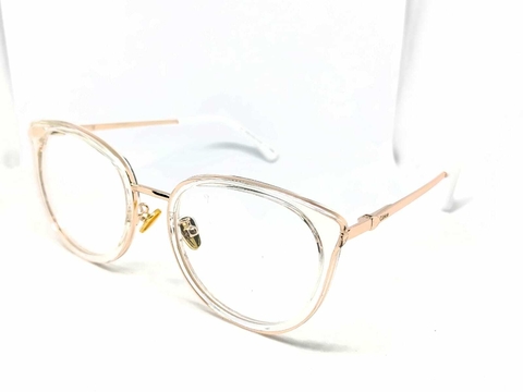 Óculos de Grau Transparente Dourado Redondo Acetato BR5754