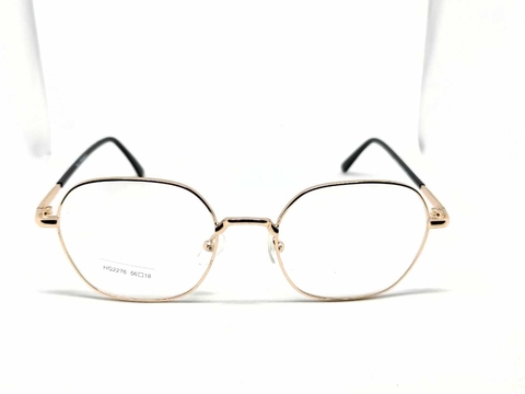 Óculos de Grau Feminino Hexagonal Dourado Metal HG2276