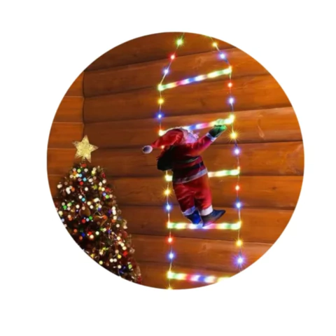 Papa Noel Decoracion Led Navidad Escalera 220v Navideña Rgb