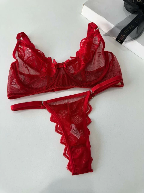 CONJUNTO GIOVANNA TULE CORAÇÃO - VERMELHO - comprar online