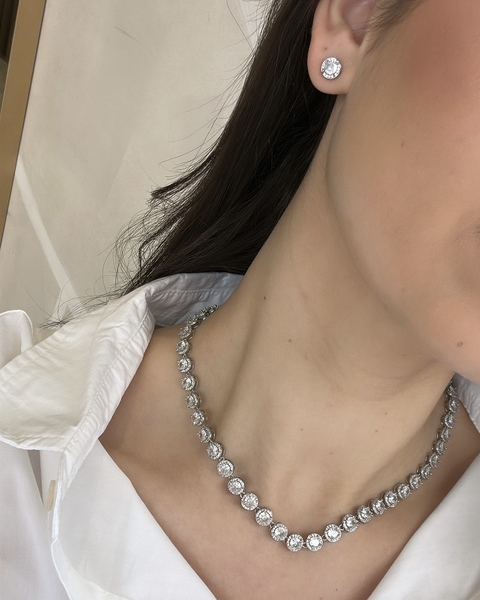 Conjunto Astral cravejado Rodio Branco - comprar online