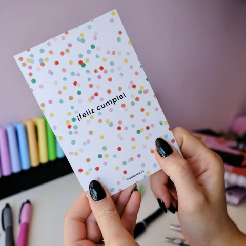 Postal Feliz Cumple! Confeti Happimess - Monoblock