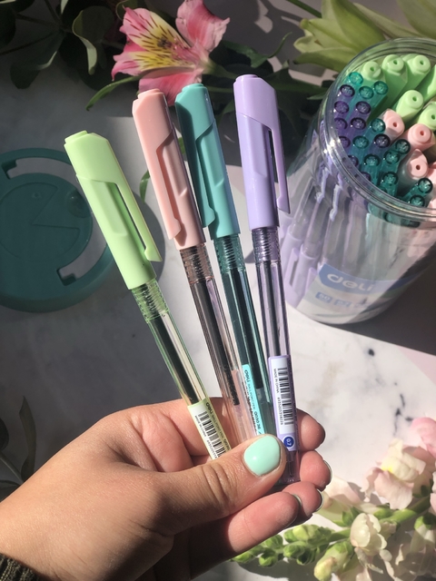 Bolígrafos Con Tapa Pastel Pack x4 Tinta Azul - Deli