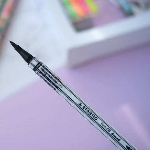 Marcador Pen 68 Brush Negro - Stabilo