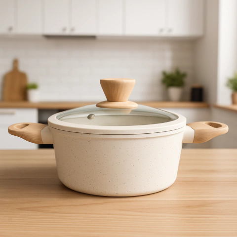 Cacerola Antiadherente Con Asas De 26 Cm Granito Crema Carol - comprar online