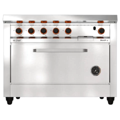 COCINA COMERCIAL MORELLI MASTER CHEFF 1100 4 HORNALLAS y PLANCHA - ESTILO XXI - Cocinas y Campanas