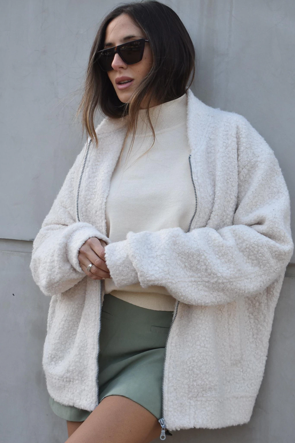 Campera Bomber Curly Cruda