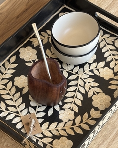 Set Mate Tallado Liso + Bombilla Alpaca - Cayetana Home