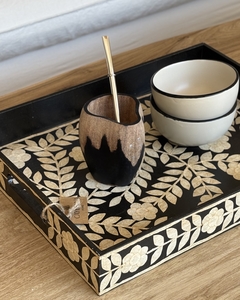 Set Mate Tallado Negro + Bombilla Alpaca en internet