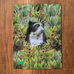 Paño de cocina ecológico con ilustración de un oso andino de anteojos rodeado de frailejones