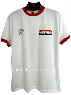 Camiseta HOMENAJE Argentinos Juniors Maradona austral blanca