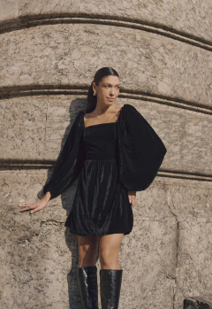 Vestido Ágata Veludo Preto - comprar online