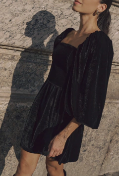 Vestido Ágata Veludo Preto