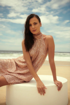 Vestido Vitória de Paetê Rosê - Atelier Clara Rosas