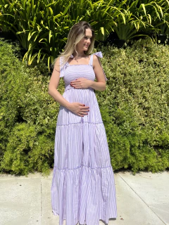 Vestido Lívia Listrado Lilás