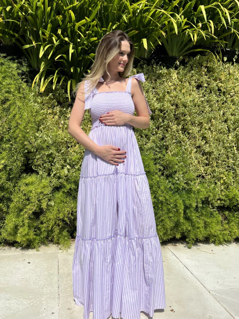 Vestido Lívia Listrado Lilás