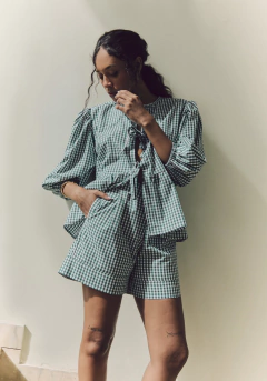 Short Verônica Xadrez Verde