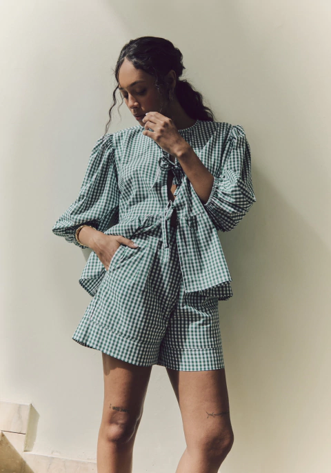 Short Verônica Xadrez Verde