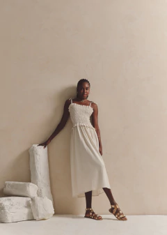 Vestido Aurora Linho Cru - Atelier Clara Rosas