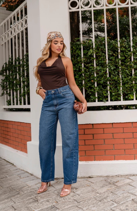 Calça Jeans Balloon Feminina – Lavagem Média Premium